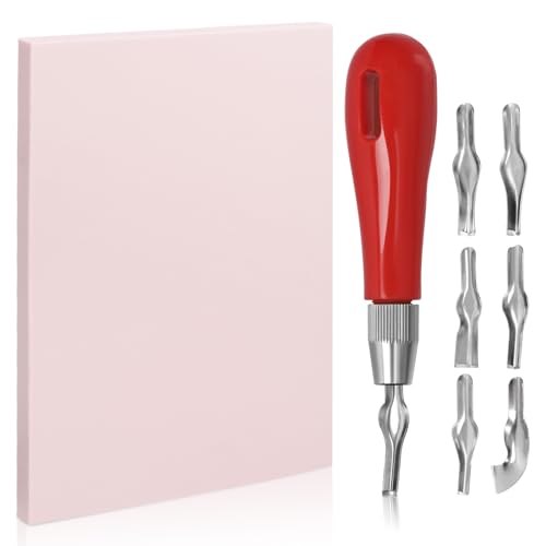 Swpeet 8 pièces en caoutchouc outil de gravure d'estampe avec bloc de linoléum combo Kit, kit de fabrication d'estampes outils de fabrication d'estampes en caoutchouc, fournitures de gravure pour Swpeet 8 pièces en caoutchouc outil de gravure d'estampe avec bloc de linoléum combo Kit, kit de fabrication d'estampes outils de fabrication d'estampes en caoutchouc, fournitures de gravure pour