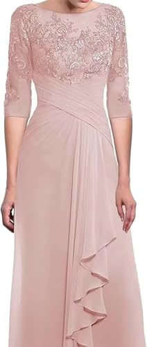 Chiffon Mother of The Bride Dresses for Women Lace Appliques Ruched Waist Formal Gown for Weddings Prom Dress3