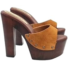 Kiara Shoes Brown suede clogs with very high platform - G701 CAMOSCIO