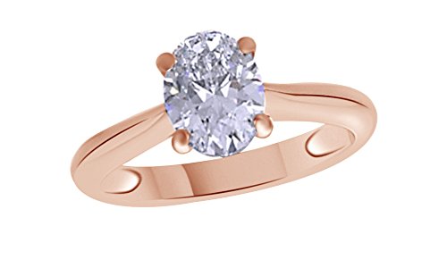 Jewel Zone US Oval Shaped White Cubic Zirconia Anniversary Solitaire Ring in 14k Gold Over Sterling Silver (1.5 Carat)