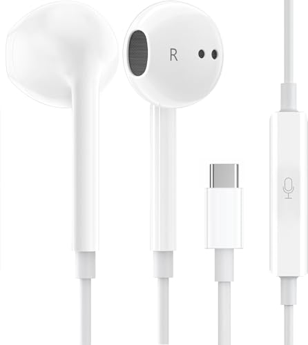 1Pack Wired Earphones with USB-C Connector for iPhone Headphones in-Ear Earbuds,Built-in Microphone and Volume Control Headsets Compatible with iPhone 15-16 Plus-Pro-Max-Pad Pro-Air-Mini & More