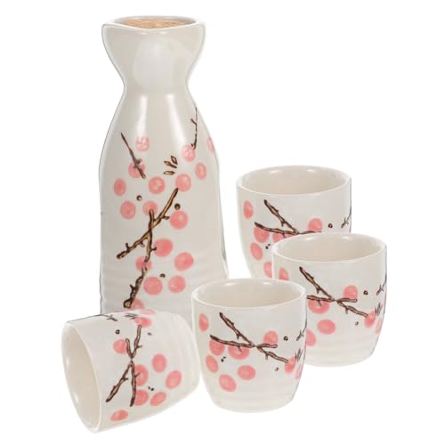 VOSAREA 1 Set Sake Jug Set Drinking Floating Wine Glasses Wine Opener Traditional Sake Cup Cups Red Ceramics