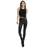 MCEDAR Women’s Faux Leather Legging Pants Girls Black High Waist Sexy Skinny Outfit for Causal, Club, Night Out. (L)