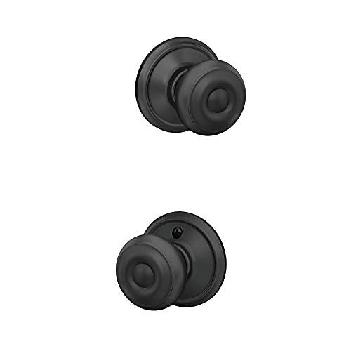 Schlage F10 Geo 622 Standard Door Knob, Hall & Closet Passage Lock, Matte Black #TOP3