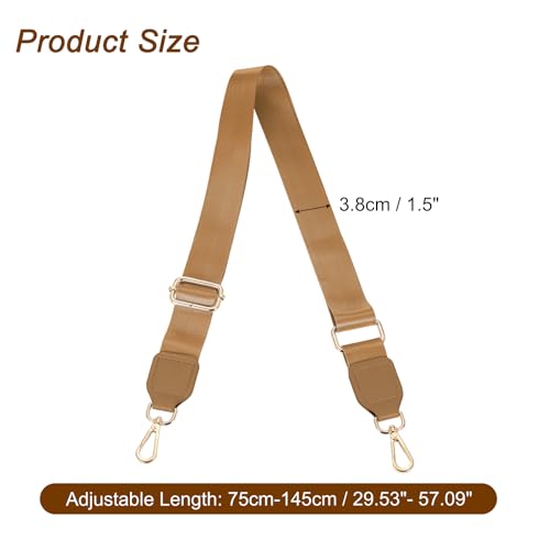 Image of uxcell Wide Shoulder Strap, 3.8cm Adjustable Purse Strap Replacement Crossbody Strap for Shoulder Bag Handbag, Light Brown, Gold Square Mouth Buckle