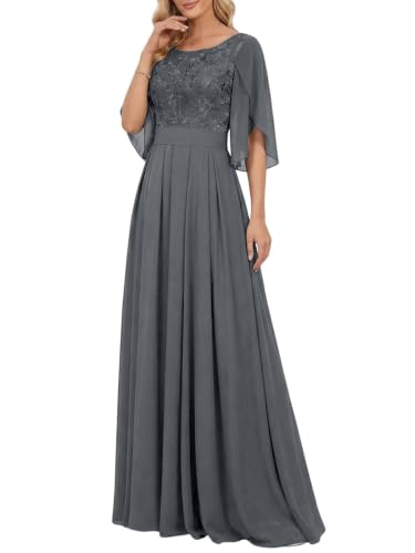 Lace Empire Waist A-Line Mother of The Bride Dresses for Women Gray