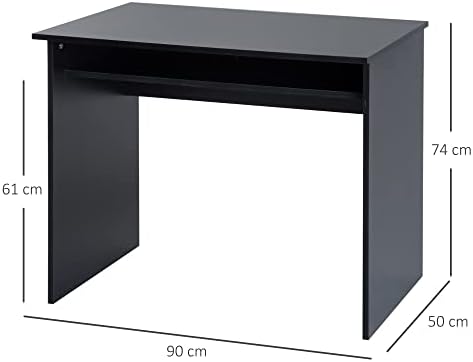 HOMCOM Computer Writing Desk with Storage Compartment Workstation Learning Center for Home Office 90W x 50D(cm) - Black