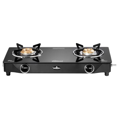 Sunflame Diamond 2 Burner Gas Stove | 1 Medium and 1 Small Brass Burners | 2-Years Product Coverage by Sunflame...