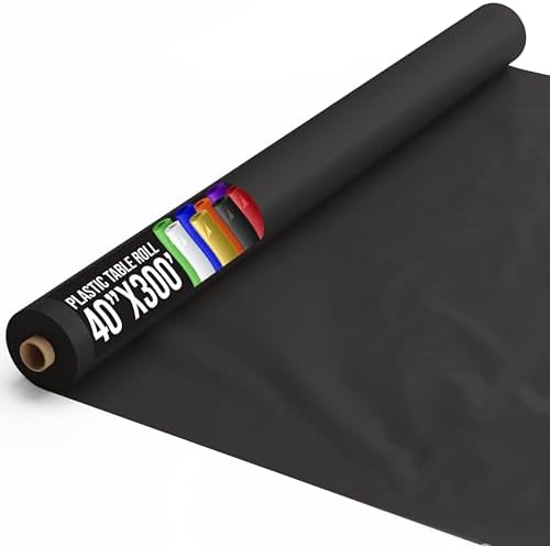 Premium Quality Plastic Table Cover Banquet Rolls 40" X 300' (Black) - Exquisite