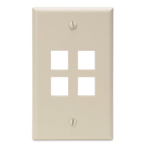 4 position wall plate - Leviton 41080-4IP QuickPort Wallplate, Single Gang, 4-Port, Ivory