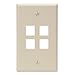 Leviton 41080-4IP QuickPort Wallplate, Single Gang, 4-Port, Ivory