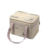 収納バッグ アウトドア キャンプ トートバッグ 大容量 コンテナ 七輪 ツールボックス 収納ケース 調味料入れ 桜 花見 さくら はなみ BBQ バーベキュー スパイスボックス 仕切り付き 撥水性能 防水 PU底部 直置き出来る クッション材入り 多機能 マルチ収納ケース ベルクロ 調味料ケース キャンプ道具収納に最適（30L,アイボリー）