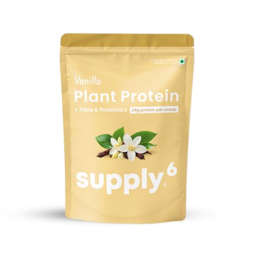 Image of Supply6 Plant Protein | 24g Vegan Protein with Probiotics & Fibre | Complete Amino Acids | Gut-Friendly, Zero Sugar, No Chalkiness | Delicious Taste (1000g, Vanilla)