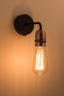 HARPER LIVING 1xE27/ES Down Wall Light with On/Off Switch, Black with Copper Finish, Suitable for LED Upgrade, Ideal for Living Room, Bedroom, Hallway, Hotel, B&B (1 Light Wall Light)