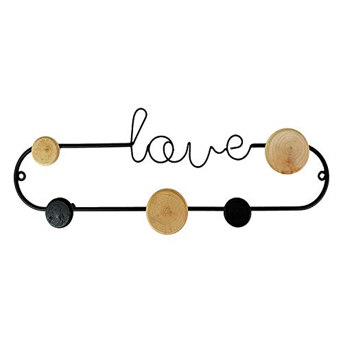 FineHome Patère murale « Love » en métal noir 43 x 5 x 16 cm Cover