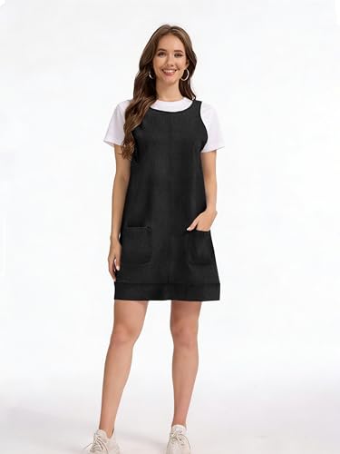 Image of Jayscreate Women's 2025 A-line Suede Dress Pocket Mini V Neck Elegant Long Sleeve Spring Fall Winter Short Dress