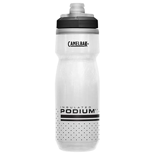 CamelBak Podium Chill Insulated Bike Water Bottle - Easy Squeeze Bottle - Fits Most Bike Cages - 21oz, White/Black