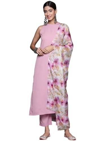 Kurta rose dos nu femme vêtement indien Varanga avec bas et dupatta