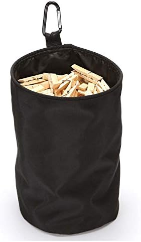 VEAMOR Clothespin Bag Hanging Clothesline Peg Organizer Storage Bags,Dust-Proof (Black)