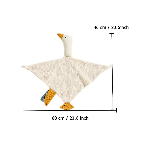 Image of Baby Loveys Security Blankets Cotton Muslin Soft Lovie Cuddly Lovies for Infants Unisex Boy Girls, Cuddle Goose White