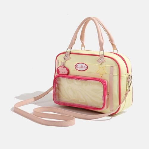 Ita Bag Pin Display Crossbody Bag Denim Stars Purse and Handbag for Women JK Single Shoulder Bag (Yellow)2