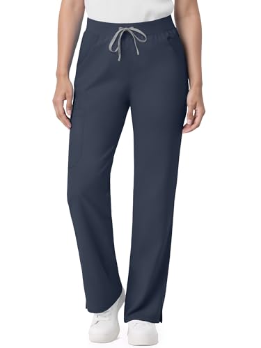 Image of Scrub Pants for Women - Straight Leg Medical Scrub Pants with 6 Pockets - Drawstring Soft Stretch Women Scrub Pant