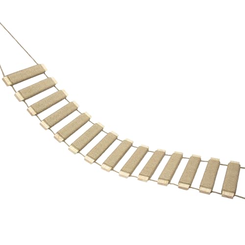40in Cat Ladder & Bridge Outdoor Cat Tree with Jute Rope Multi-Level Climbing Frame & Scratcher for Indoor/Outdoor Cats (Wood Tone 40in)