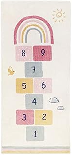 U'Artlines 27.6"x63" Kids Hopscotch Floor Rug Ultra Soft Educational Rugs for Children Non-Slip Playtime Rugs Rectangle Nursery Rugs for Bedroom Playroom(Beige)