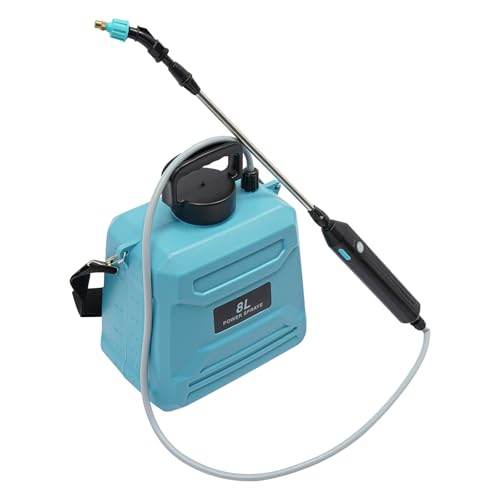 Pulvérisateur électrique sans fil 8L : pulvérisateur de plantes avec 3 buses de brume, poignée rechargeable par USB, tige télescopique et bandoulière réglable pour le jardinage