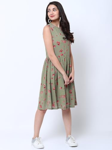 Image of Tokyo Talkies Women's Sleeveless Round Neck Printed Dresses | Stylish Dresses | Casual Dresses