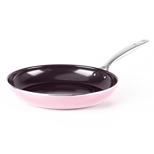 Blue Diamond Cookware - Sartén antiadherente de cerámica con infusión de diamante de 10 pulgadas, sin PFAS, apta para lavavajillas, apta para horno, color rosa