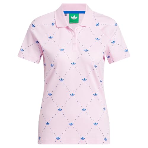 adidas Women's Originals Printed Trefoil Polo - Clear Pink/Bluebird XL