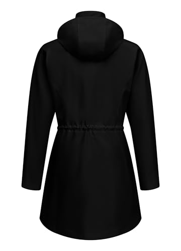 ATLASLAVA Women’s Lightweight Black Rain Jacket with Adjustable Hood and Easy Care Design - Image 2