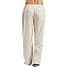 JEsilunmaMY Mens Linen Casual Pants Drawstring Elastic Waist Yoga Pants with Pockets Lightweight Summer Beach Loose Trousers (Khaki,Large)