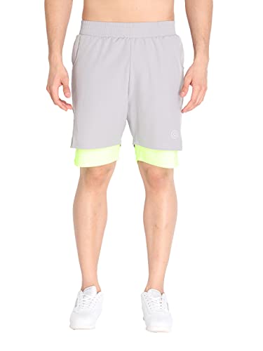 Image of CHKOKKO Double Layered Gym Shorts for Men Workout | Compression Inner Layer with Pockets Across Inner Outer and Back | Dry Fit Sports Athletic wear for Running Jogging or Training
