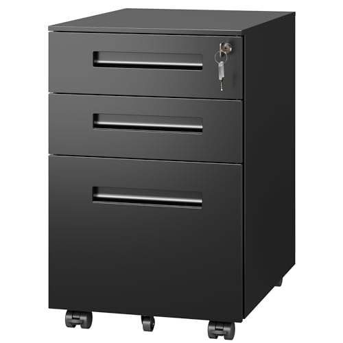 Image of DEVAISE 3 Drawer Mobile File Cabinet, Fully Assembled Except Casters
