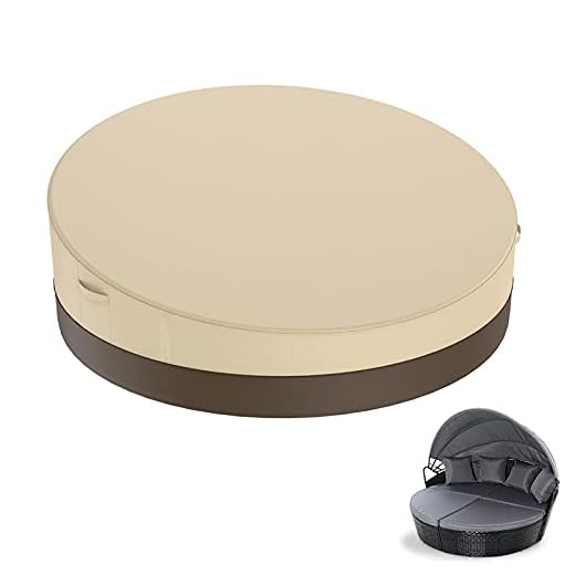 DriSubt Trädgård dagbädd skydd, 420D vattentätt runt rotting dagbädd skydd, skydd för alla väder uteplats trädgård möbler skydd med förvaringsväska (beige)
