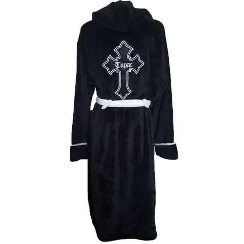 Peignoir Tupac robe de chambre homme femme polaire noir taille M
