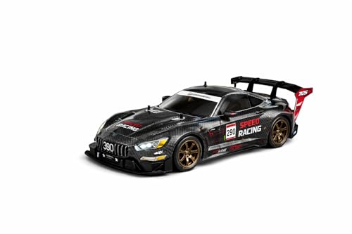 Image of 1:16 or 1 16 RC Drift Car, 2.4GHz Remote Control Racing Car, 4WD High Speed with LED Lights, Proportional Throttle, Extra Drift Wheels for Kids (Black & Grey)