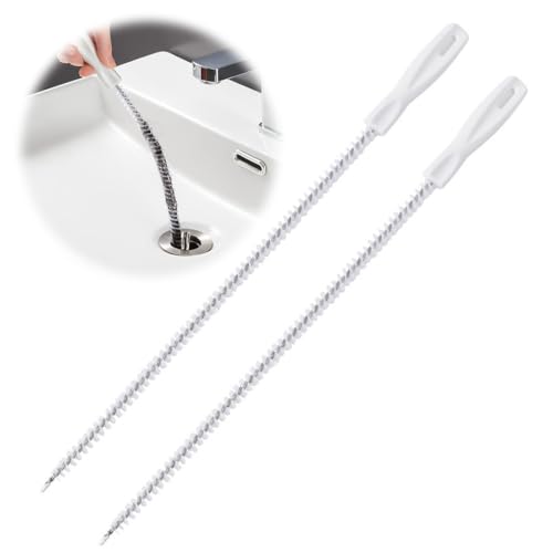 OSUWLSI Pack of 2 Cleaning Brushes for Sewers, Flexible Drain Cleaning Brush, Remove Long Hair, Pipe Cleaner, Hair Remover, Drain Cleaning Brush for Bathroom, 45 cm (Pack of 2)