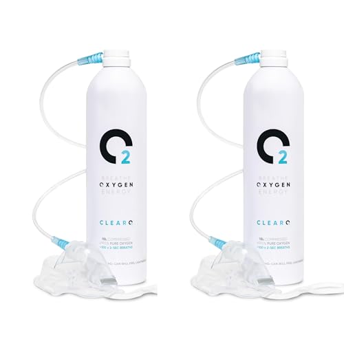 ClearO2 bidon d'oxygène 15 L avec masque et tube | Oxygène respiratoire pur dans une boîte en aluminium léger | Fabriqué en Grande-Bretagne (kit complet, 15 l (Lot...