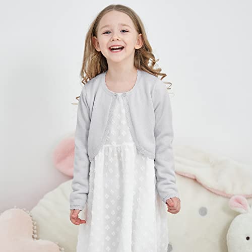 Image of Girls Cardigan Bolero Ruffle Open Front Button Cover-Up 3-12Y