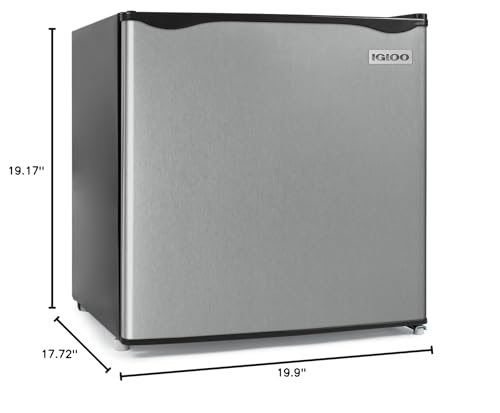 Image of Igloo 1.6 Cu.Ft Mini Fridge with Freezer - Single Door Compact Refrigerator with Glass Shelves for Homes, Dorms & Offices - Keep Drinks & Frozen Foods Cool with Temperature Control Fridge - Platinum