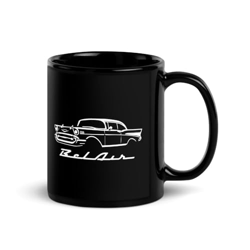 Taza cerámica negra 11 oz con diseño 1957 Bel Air miniatura 1