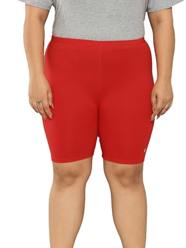 Image of LEADING LADY Women's Solid Cotton Mid Rise Shorts | Skinny fit Short for Workout, Yoga, Gym & Running Shorties (Pack of 3)