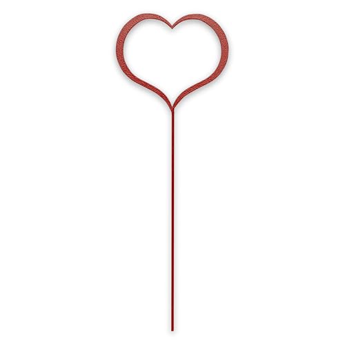 Gruber - mittlerer Gartenstecker für Gartendeko und Balkon Deko | 340 x 120 mm Bodenstecker für Innen- und Außenbereich | Grabschmuck wetterfest, ideal als Gartendeko für draußen, Rot