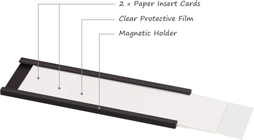 Realth Magnetyczny uchwyt na etykiety, 12,7 mm x 50 mm, 30 szt., kanał C, białe karty i przezroczyste ochraniacze, zdejmowany, do białej tablicy, metalowej szafki ściennej, szuflady i półek (MLH05230)