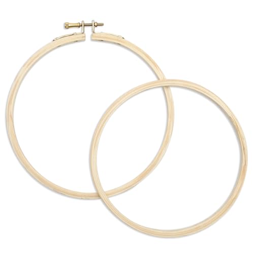 Image of EmbroideryMaterial 6 Inch Round Wooden Embroidery Hoop Ring with Brass Screw | Embroidery Frame for Hand Embroidery, Cross Stitch, Aari Work & Punch Needle (1 Piece)