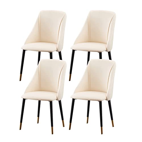 SJIALEN 4pcs Kitchen Dining Chairs, with Metal Legs Counter Chairs Living Room Bedroom Lounge Water Proof PU Leather Side Chair Kitchen Chair (Color : White)