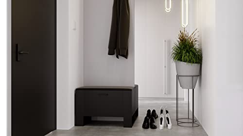 MRBLS Schuhregal mit Sitzbank - Modern & Qualitativ – für Familie & Freunde – in 6 Farben erhältlich (Schwarz Matt - Sch